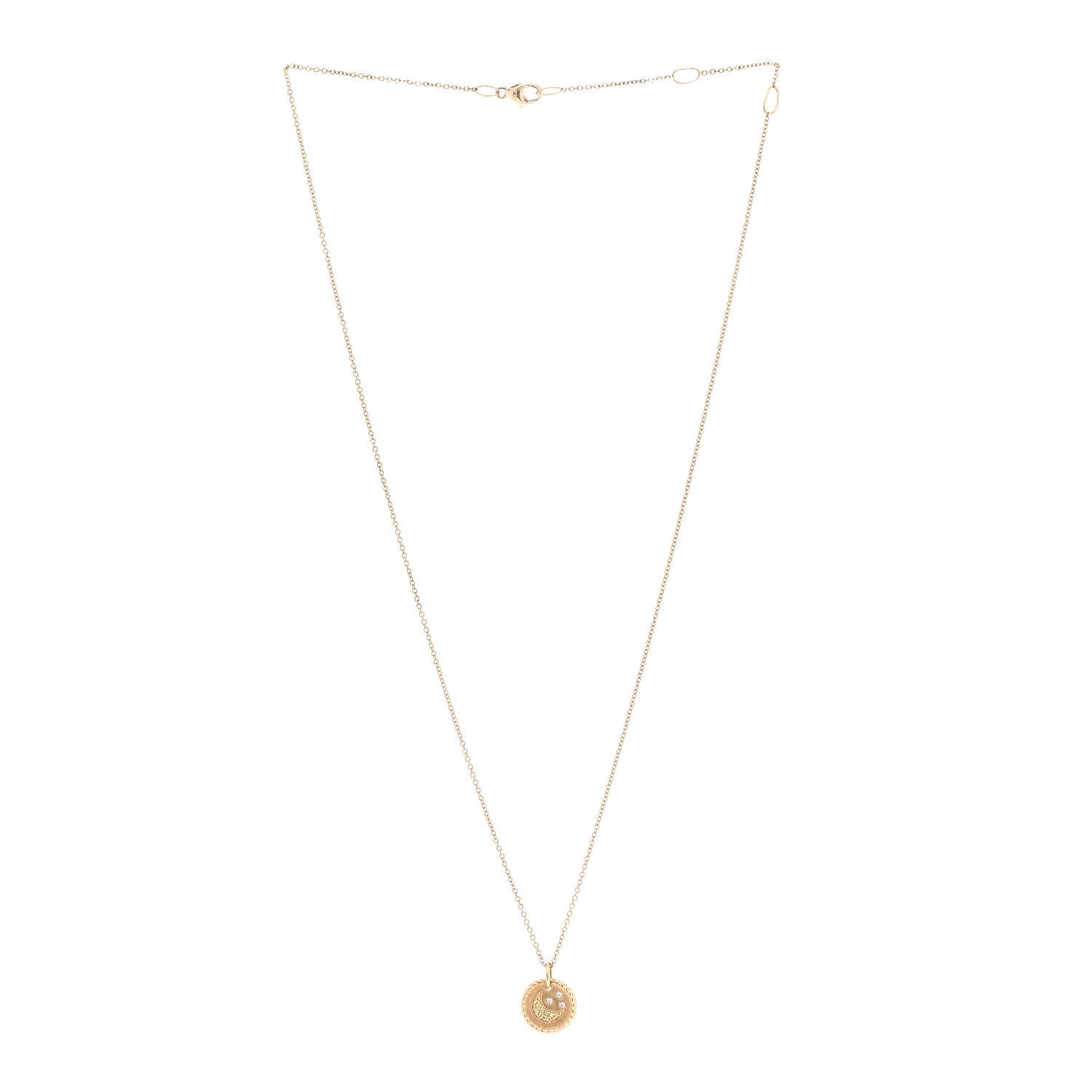 David Yurman 18K Yellow Gold Diamond Yellow Sapphire Cable Collectibles Moon and Stars Pendant Necklace 2 of 5