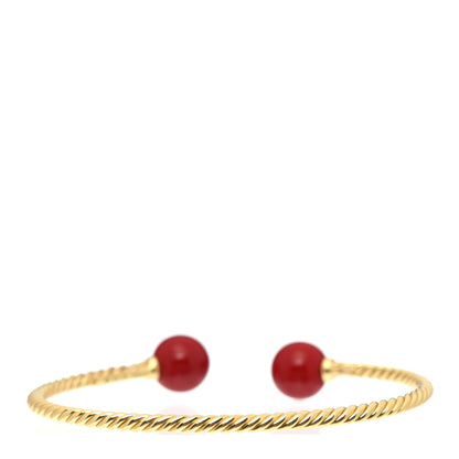 David Yurman 18K Yellow Gold Enamel 6mm Solari Bracelet Red 3 of 4