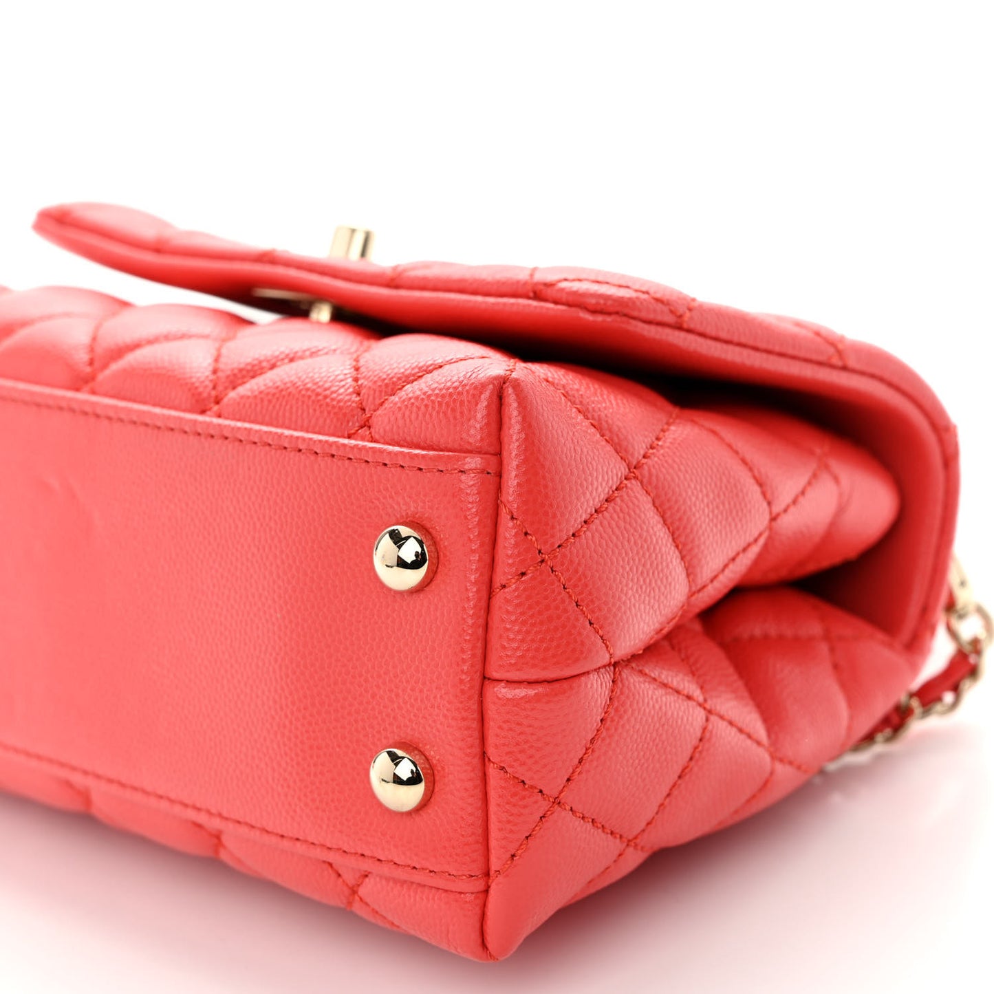 Caviar Quilted Lizard Embossed Extra Mini Coco Handle Flap Red
