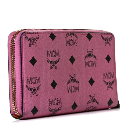 MCM Visetos Zip Around Wallet Pink 2 of 8