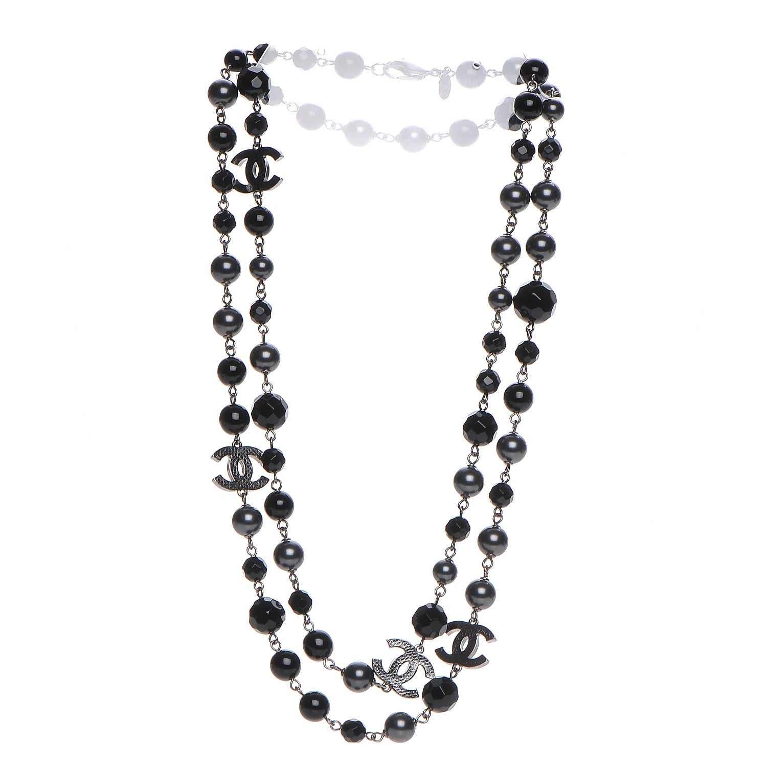 Chanel Ruthenium Beaded CC Long Necklace Black 3 of 6