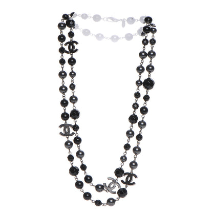 Chanel Ruthenium Beaded CC Long Necklace Black 3 of 6