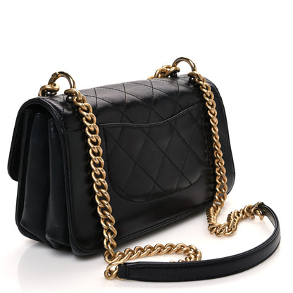 Chanel Glazed Calfskin Quilted Small Straight Lined Flap Black 3 of 13