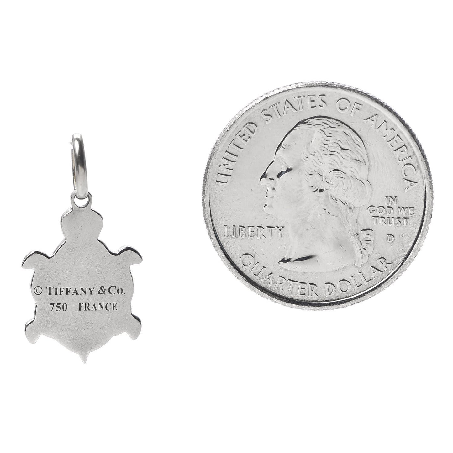 18K White Gold Enamel Diamond Turtle Charm