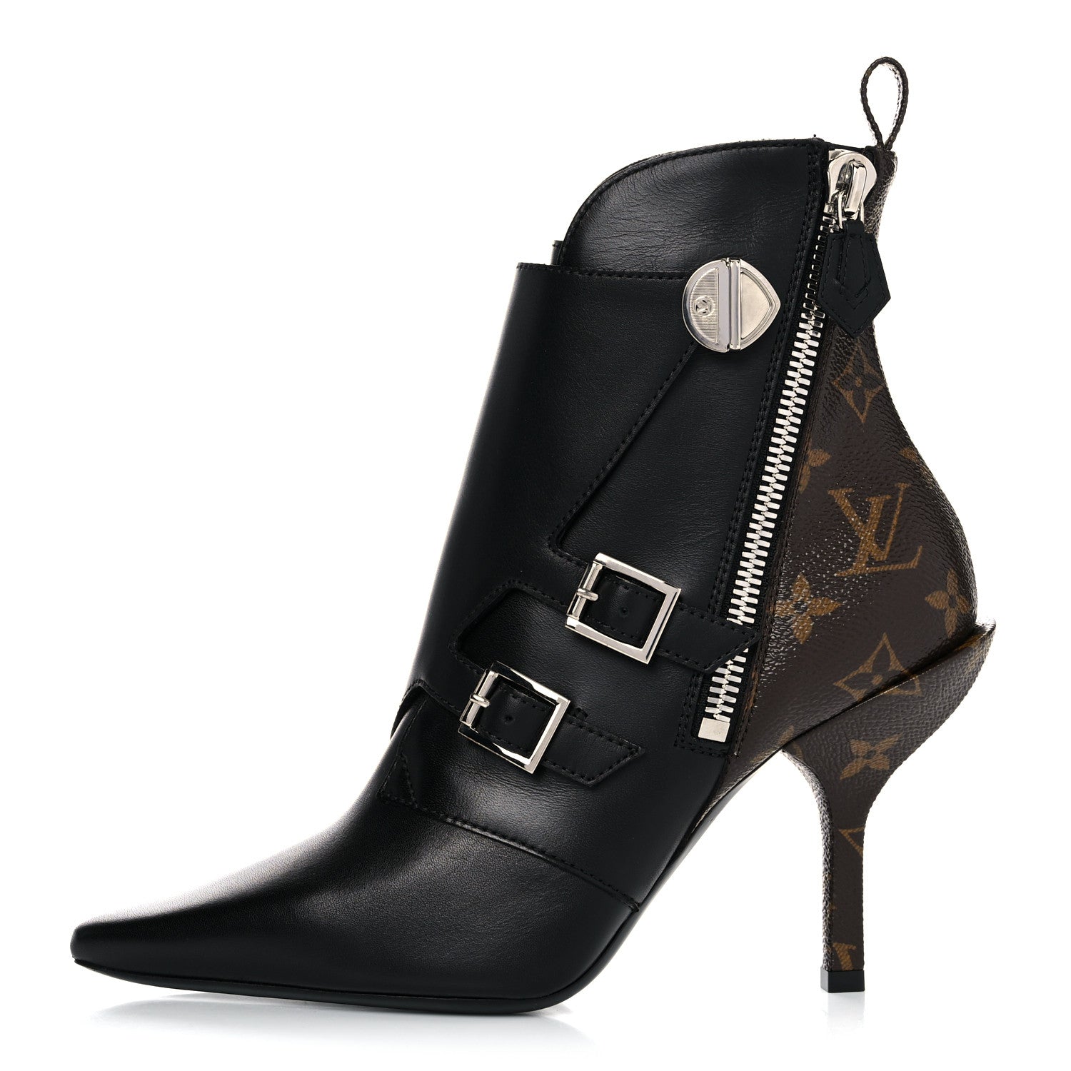 Louis Vuitton Calfskin Monogram Janet Ankle Boots 37 Black 1 of 8