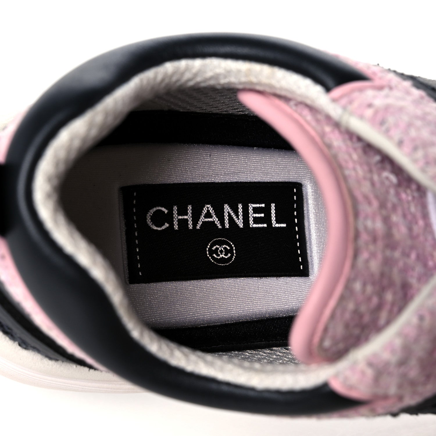 Chanel Tweed Suede Calfskin CC Sneakers 39.5 Gray Pink 6 of 7