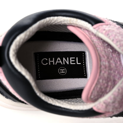 Chanel Tweed Suede Calfskin CC Sneakers 39.5 Gray Pink 6 of 7