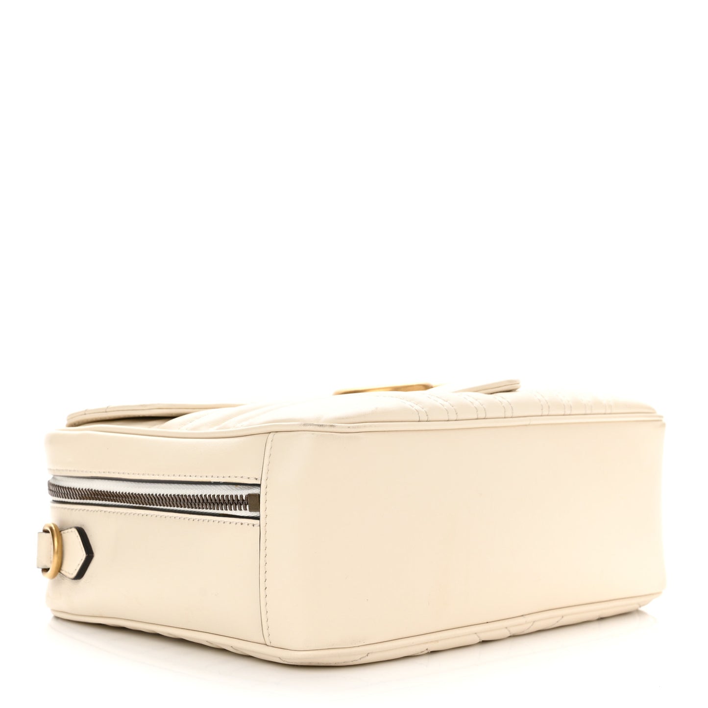 Calfskin Matelasse Sylvie Web Small GG Marmont Top Handle Shoulder Bag White