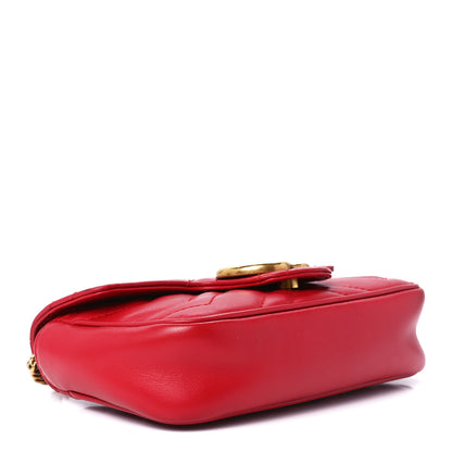 Gucci Calfskin Matelasse Super Mini GG Marmont Shoulder Bag Hibiscus Red 4 of 14