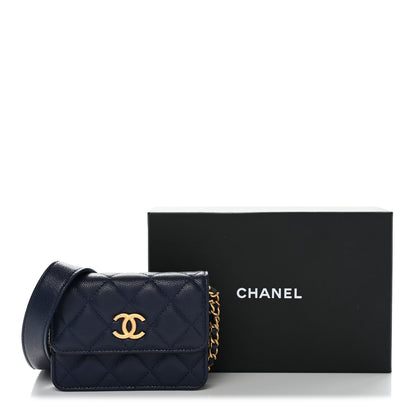 Chanel Caviar Quilted Twist Your Buttons Coin Purse With Chain Navy 12 of 12