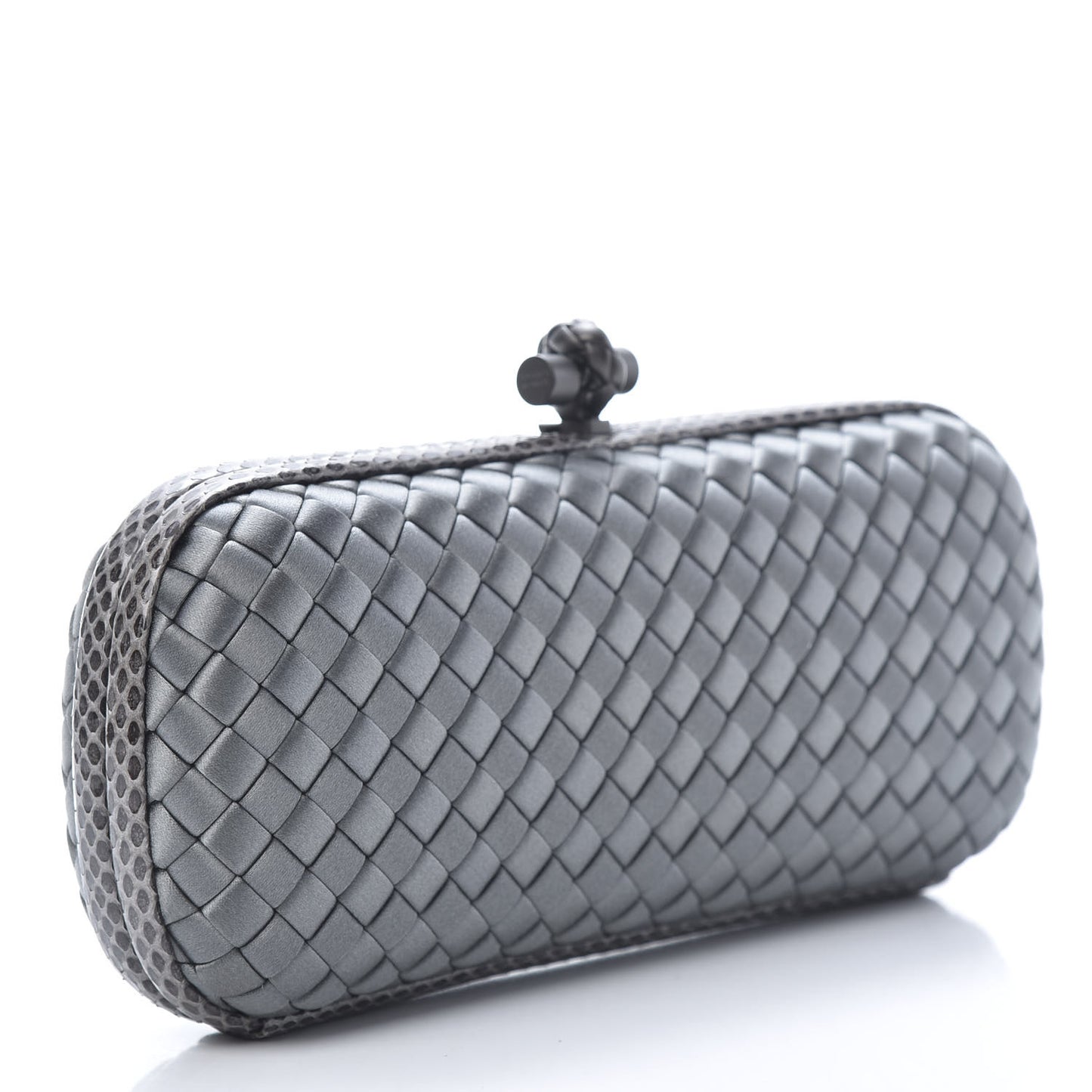 Satin Intreccio Impero Ayers Stretch Knot Clutch Grey