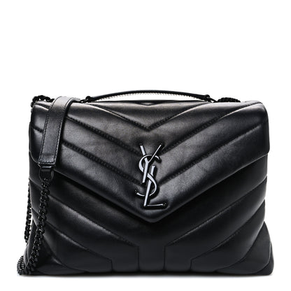 Saint Laurent Calfskin Y Quilted Monogram Monochrome Small Loulou Chain Satchel Black 1 of 11