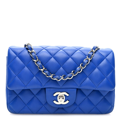 Chanel Lambskin Quilted Mini Rectangular Flap Blue 1 of 10
