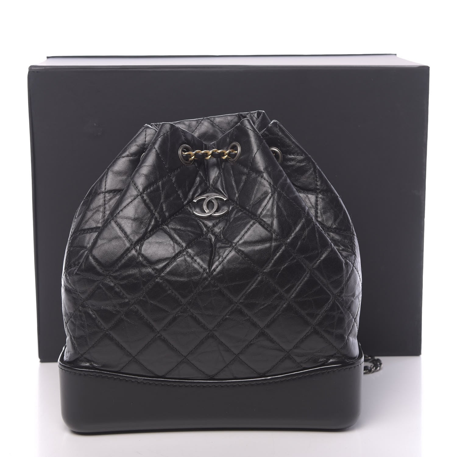 Chanel Aged Calfskin Quilted Gabrielle Backpack Black 11 of 11