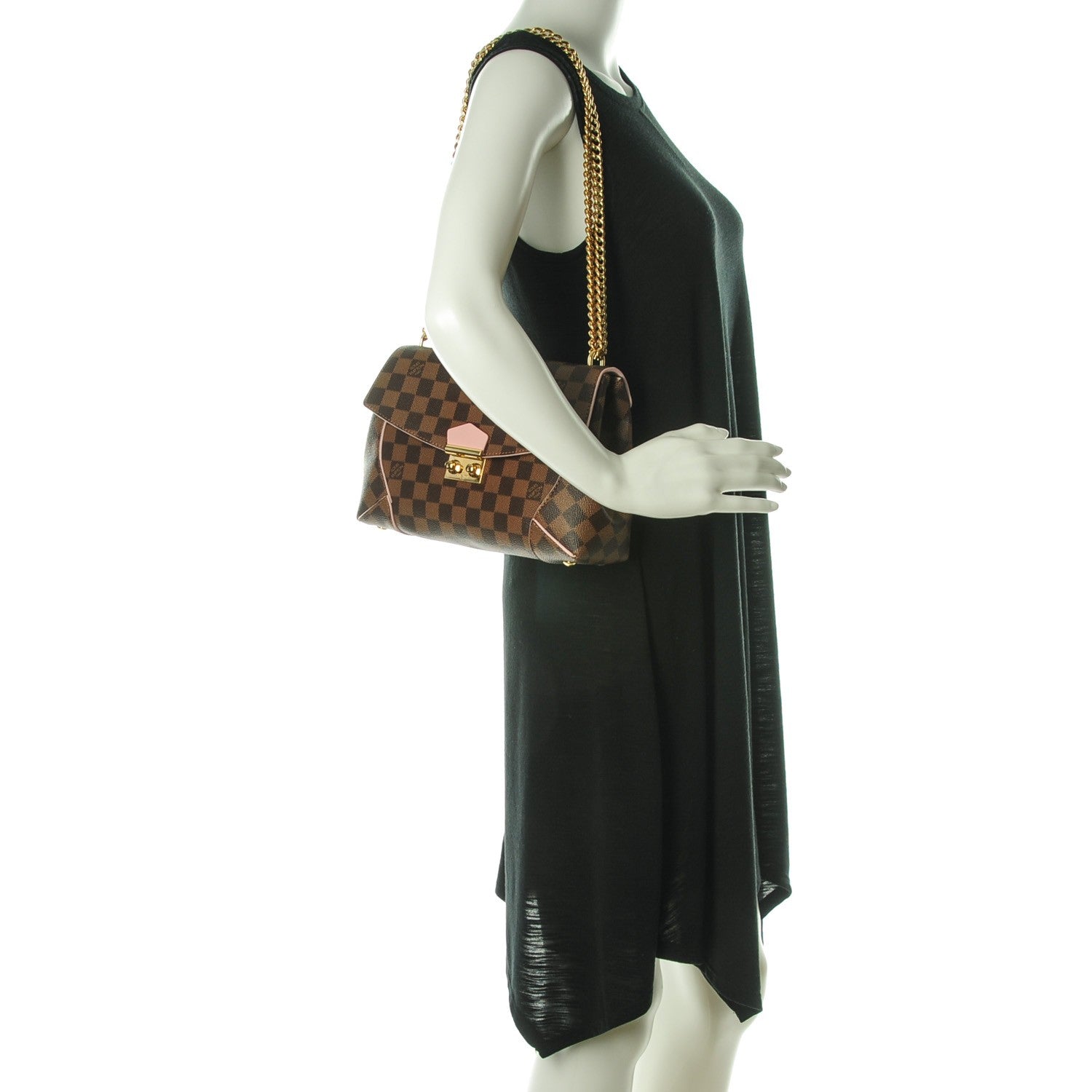Louis Vuitton Damier Ebene Caissa Clutch Rose Ballerine 2 of 7