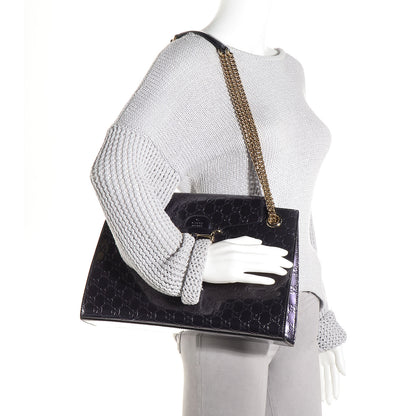 Gucci Shine Guccissima Large Emily Chain Shoulder Bag Melanzana 2 of 8