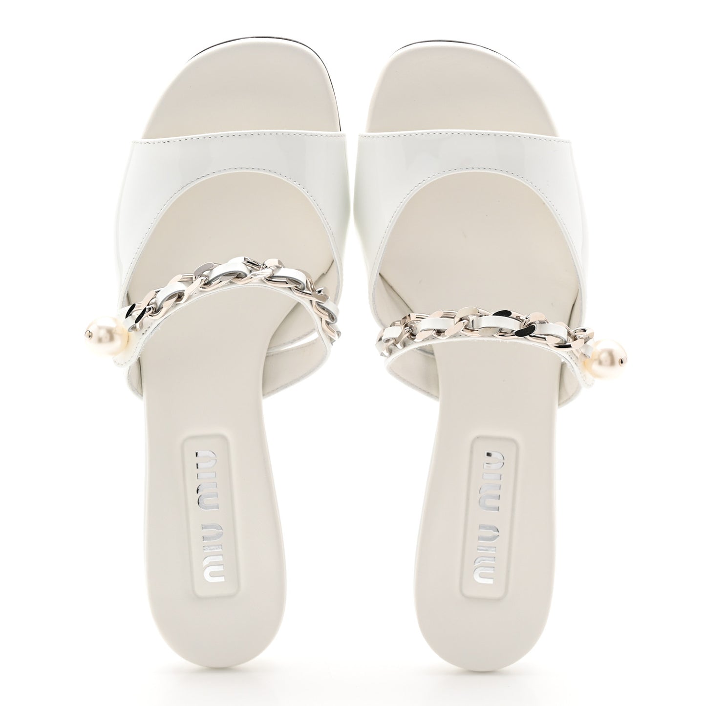 Vernice Chain Pearl Mules 38 White