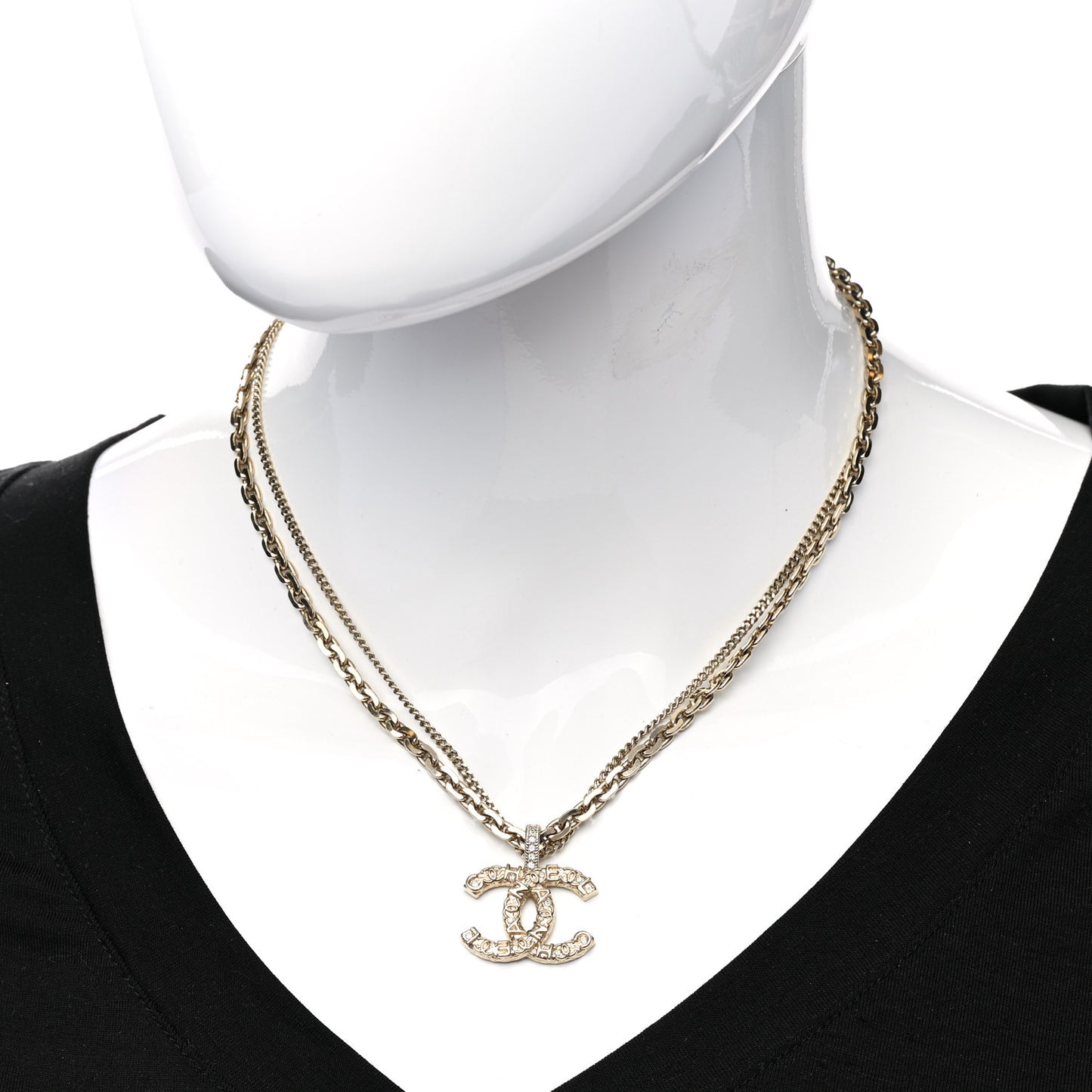 Crystal CC Multi Strand Chain Necklace Gold