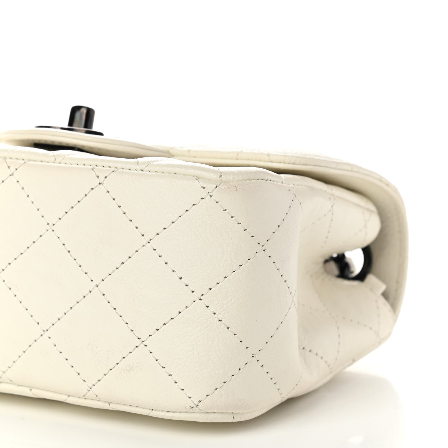 Chanel Crumpled Calfskin Quilted Mini Square Flap White 6 of 14