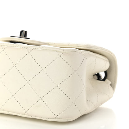 Chanel Crumpled Calfskin Quilted Mini Square Flap White 6 of 14