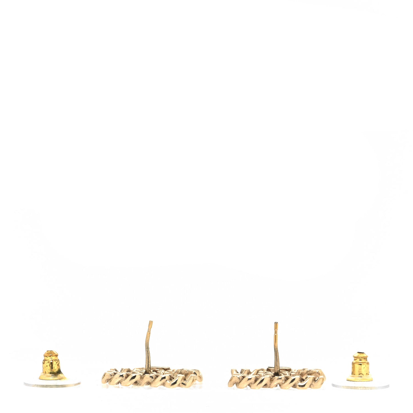 Metal Chain Link CC Earrings Gold