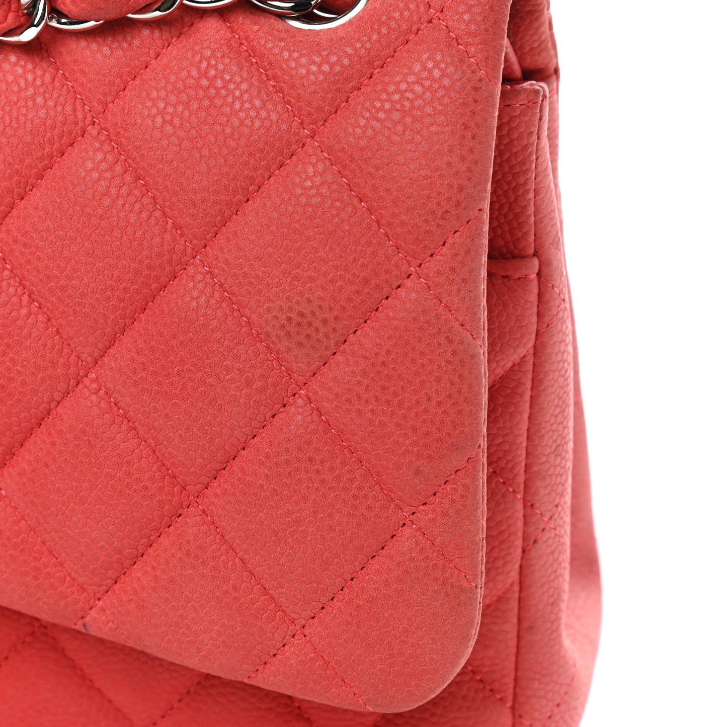 Iridescent Caviar Quilted Jumbo Double Flap Red
