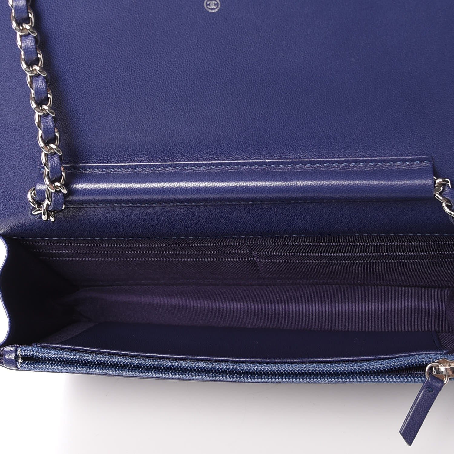 Chanel Lambskin Quilted Degrade Wallet On Chain WOC Purple White 5 of 12