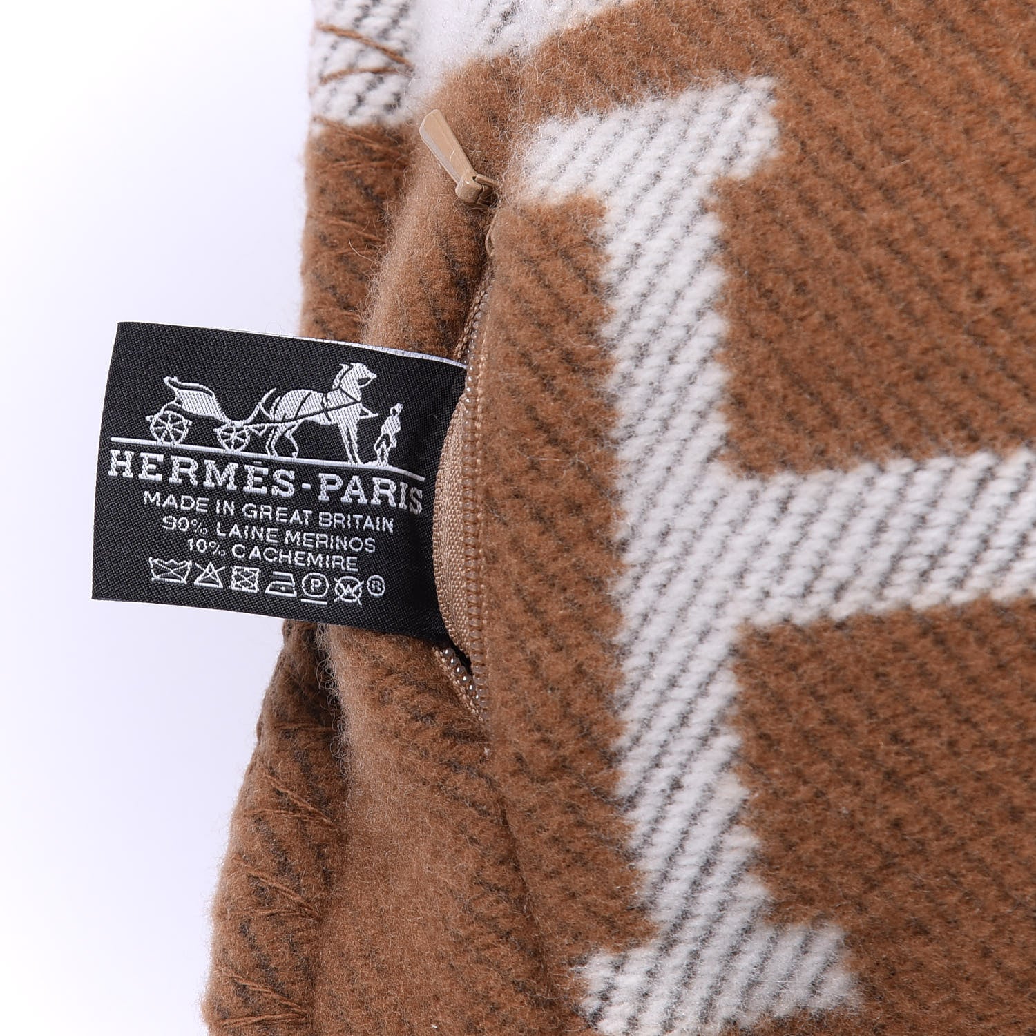 Hermes Wool Cashmere Avalon Pillow PM Ecru Camel 3 of 3