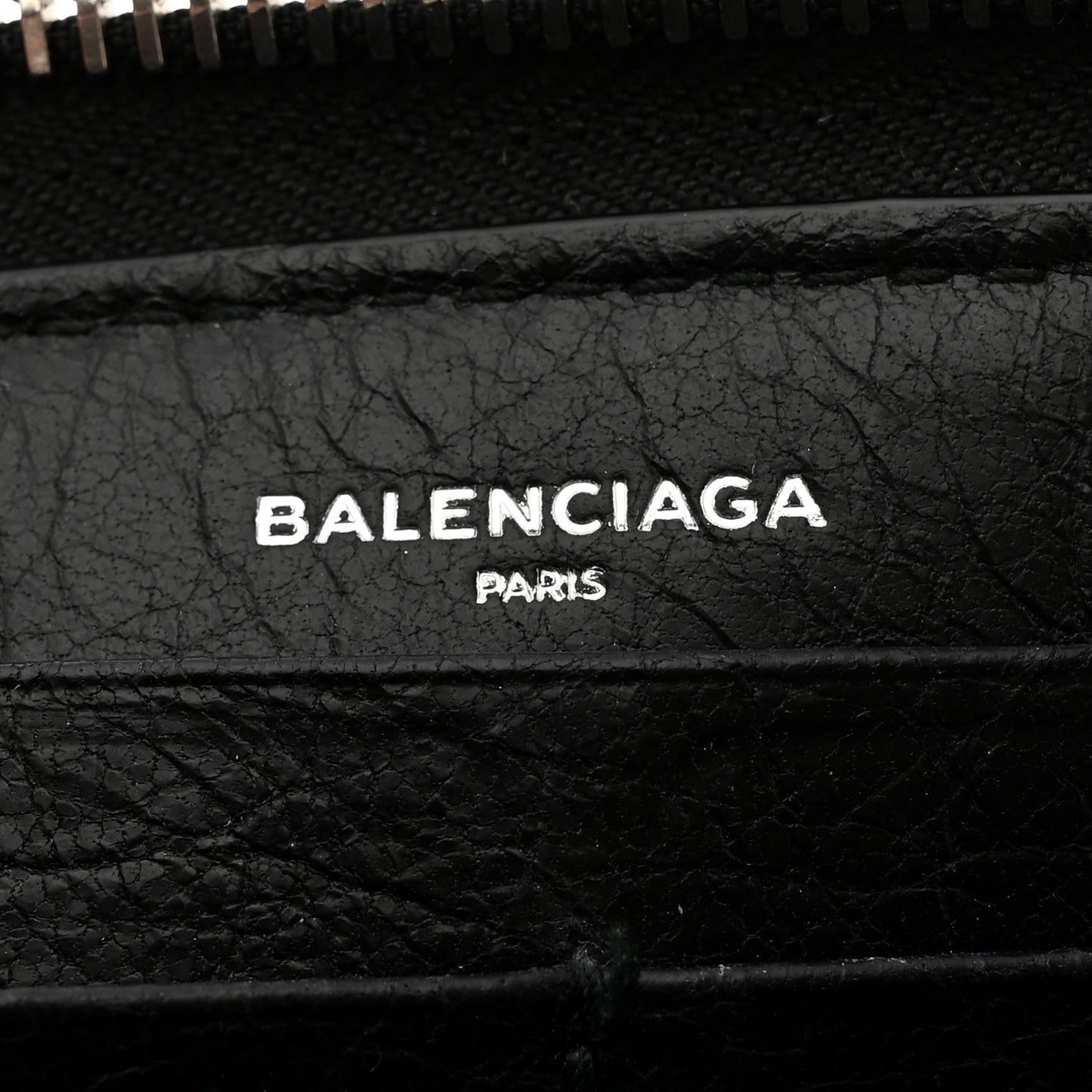 Agneau Classic Silver Hardware Continental Zip Around Wallet Black
