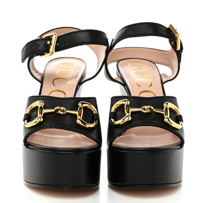 Gucci Nappa Charlotte Horsebit 40/135mm Platform Sandals 37 Black 3 of 10