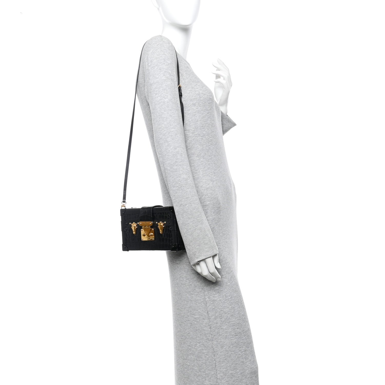 Louis Vuitton Crocodile Petite Malle Black 2 of 9
