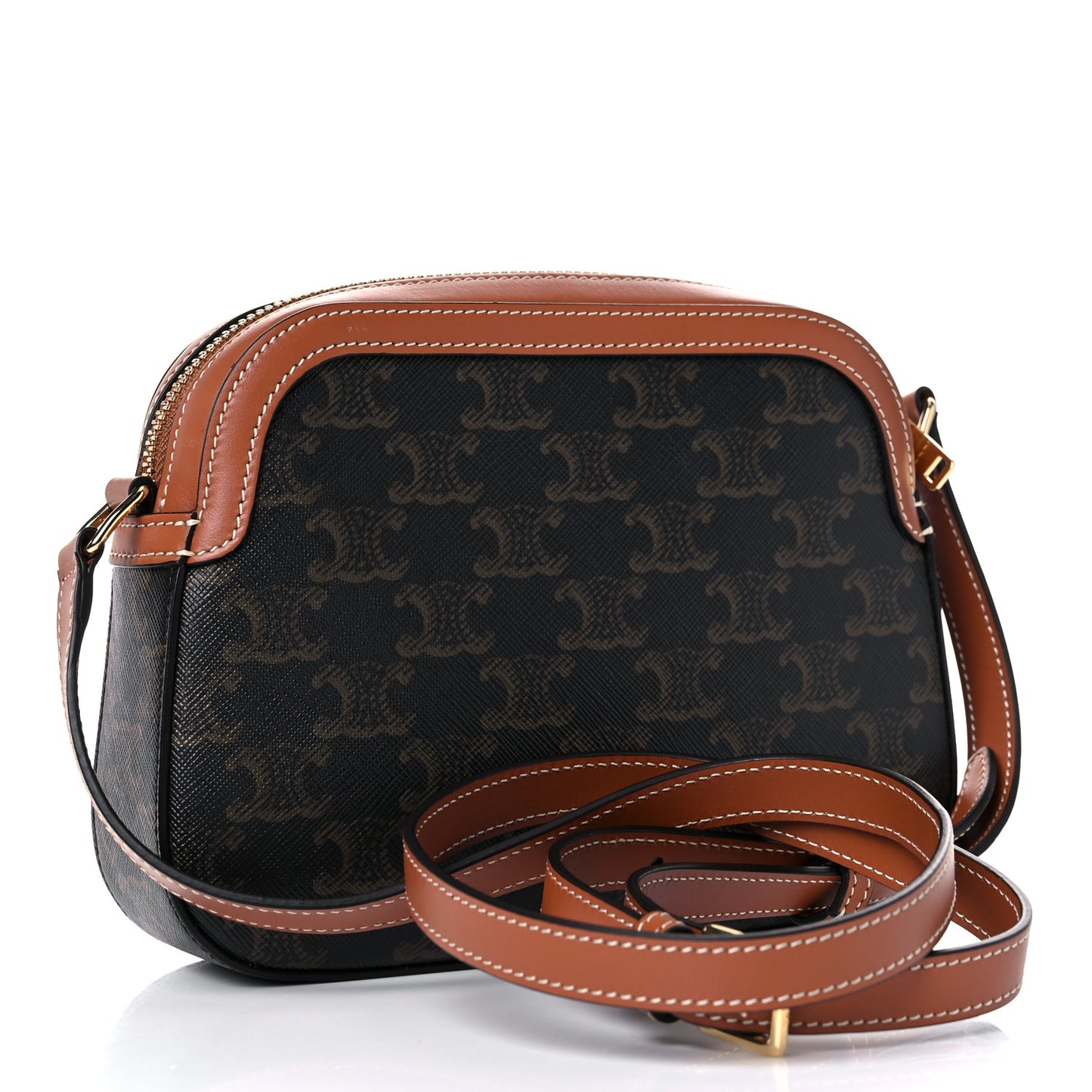 Triomphe Canvas Paris Small Camera Bag Tan