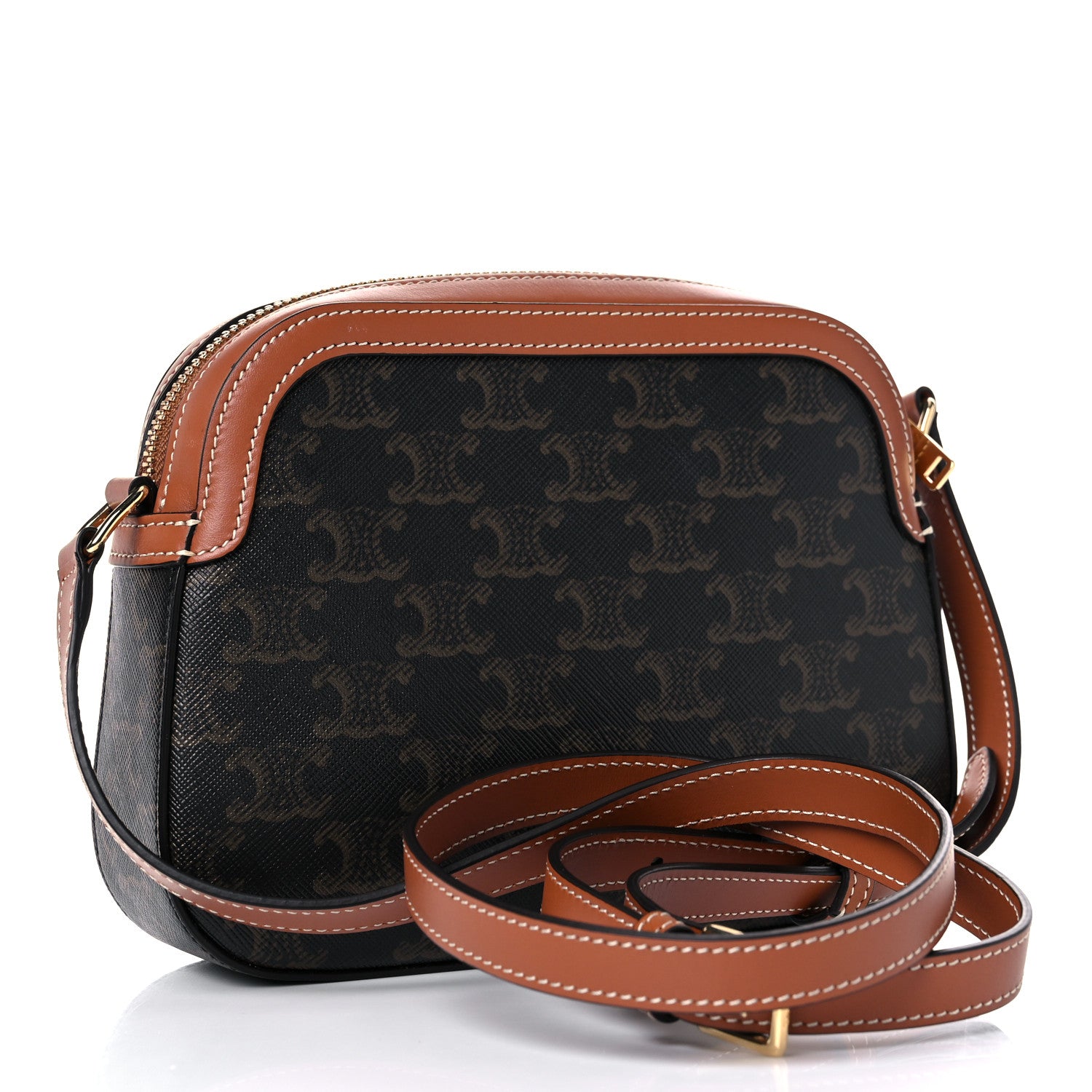 Celine Triomphe Canvas Paris Small Camera Bag Tan 4 of 10