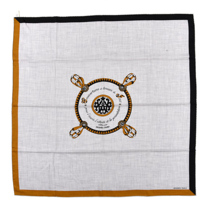 Hermes Cashmere Silk Encadre Blason Scarf 90 Gris Chine Black 1 of 4