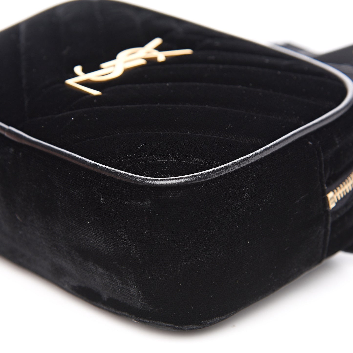 Velour Matelasse Monogram Lou Belt Bag Black