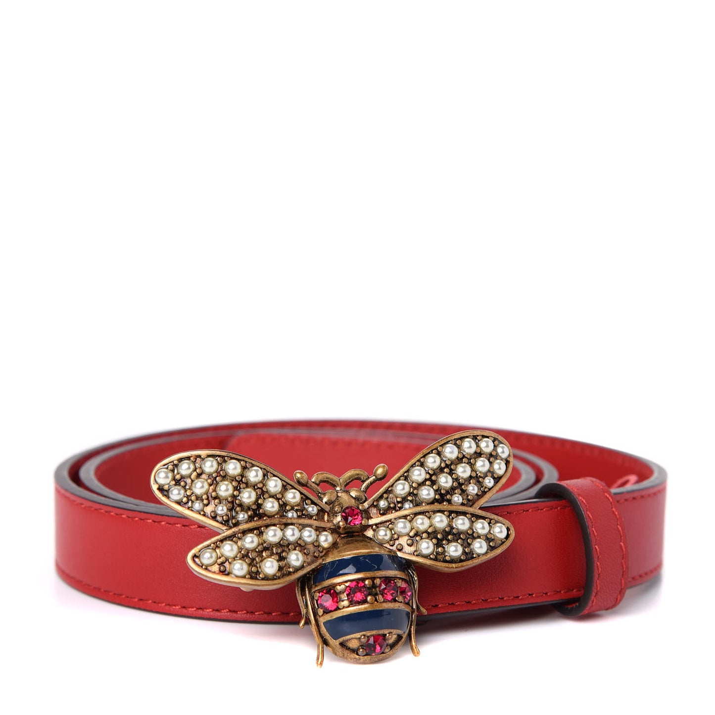 Gucci Calfskin Queen Margaret Bee Belt 70 28 Red 732428 – FASHIONPHILE