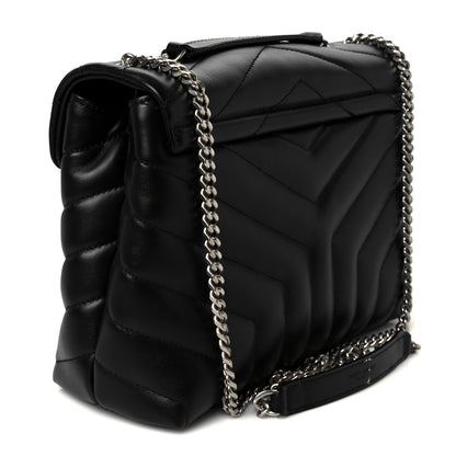 Saint Laurent Calfskin Y Quilted Monogram Small Loulou Chain Satchel Black 3 of 12
