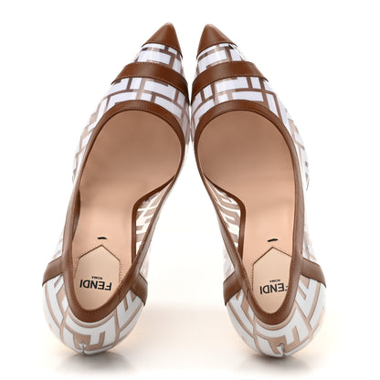Fendi PVC Calfskin FF Colibri High-Heel Pumps 41 White Cuoio 2 of 8