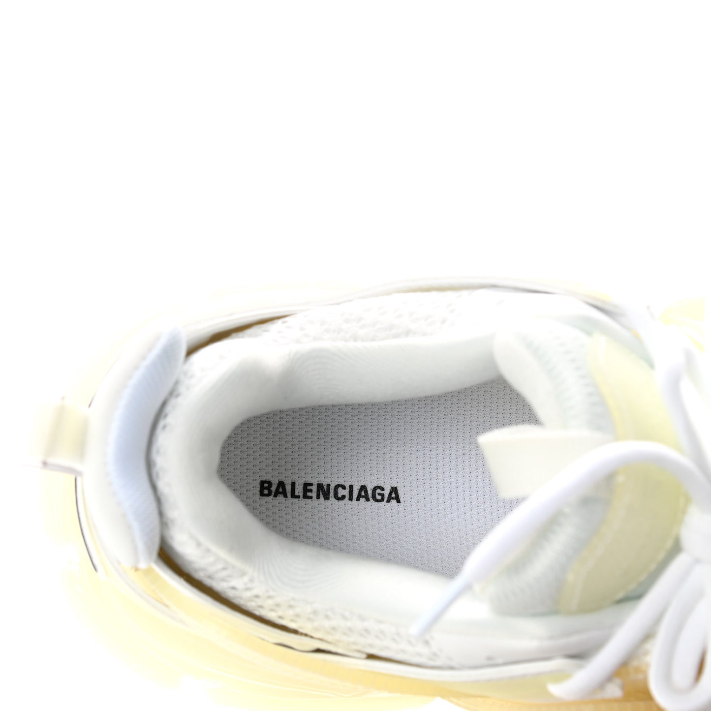 Rubber Mesh Fabric Clear Sole Womens Track Sneakers 37 White Transparent