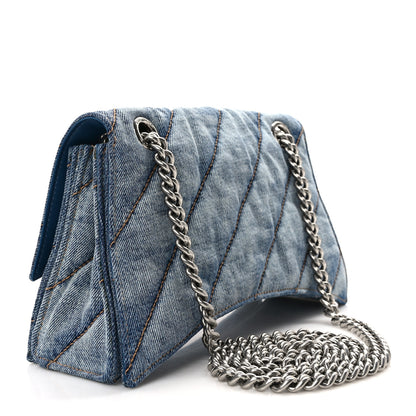 Balenciaga Washed Denim Quilted Small Crush Chain Bag Denim Blue 2 of 11