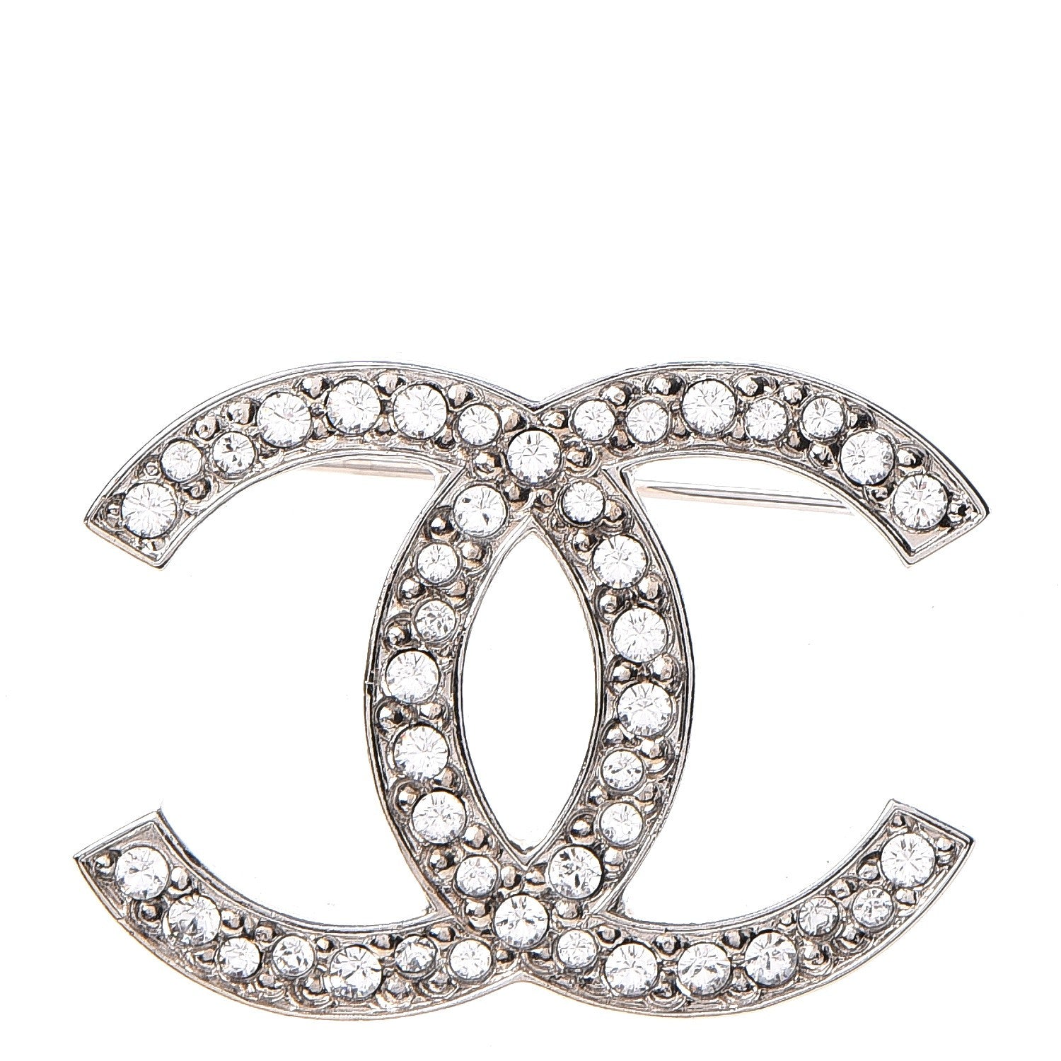 Chanel Strass Crystal CC Brooch Light Grey 1 of 5