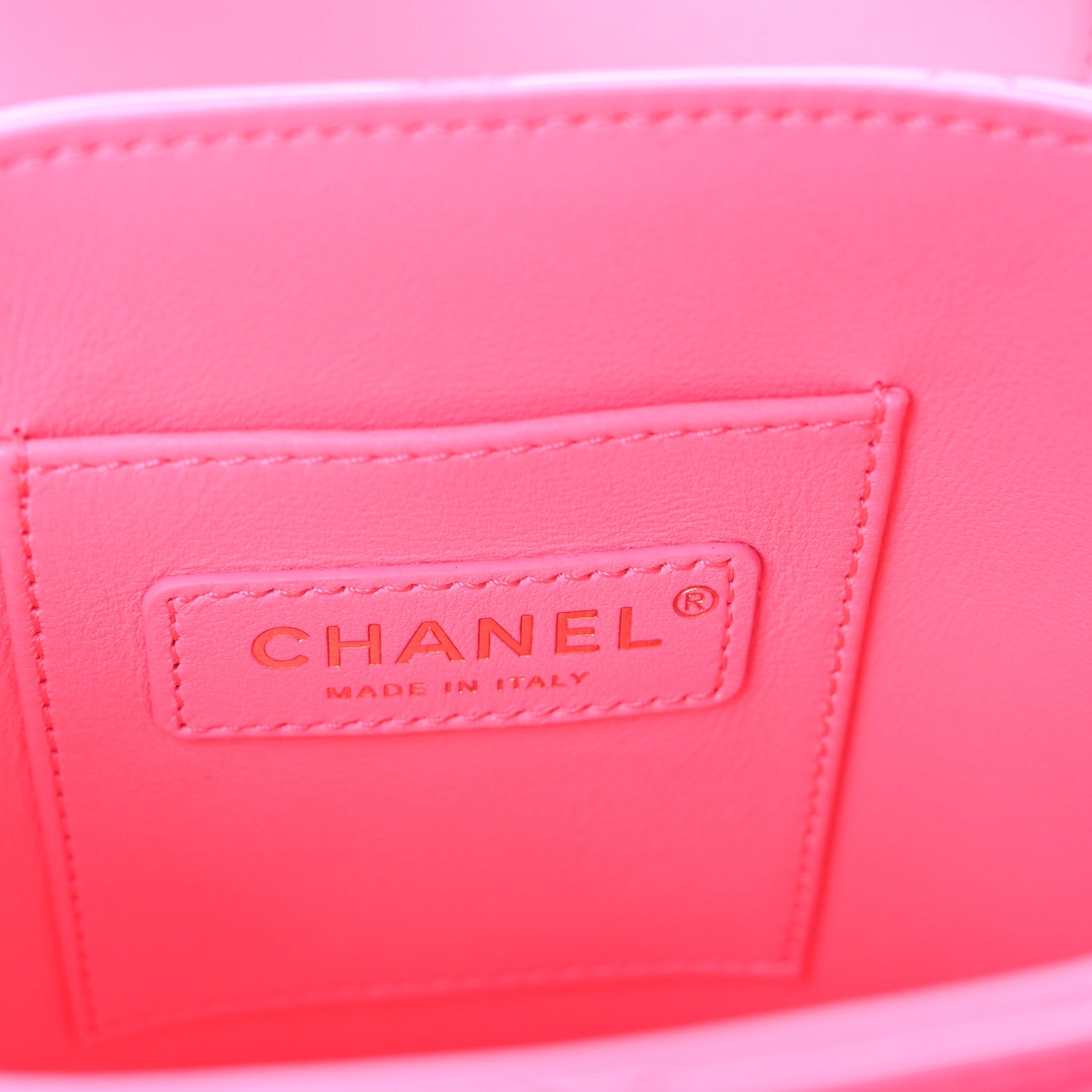 Chanel Patent Quilted CC Vani-Tea Case With Chain Neon Pink 6 of 10