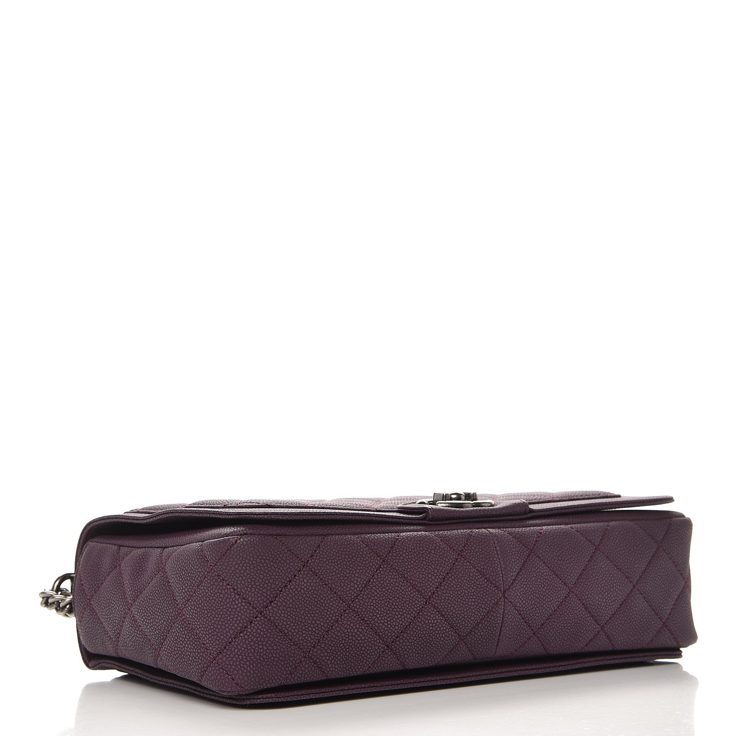 Chanel Washed Caviar Quilted Large Turn Around Ligne Flap Dark Purple 5 of 8