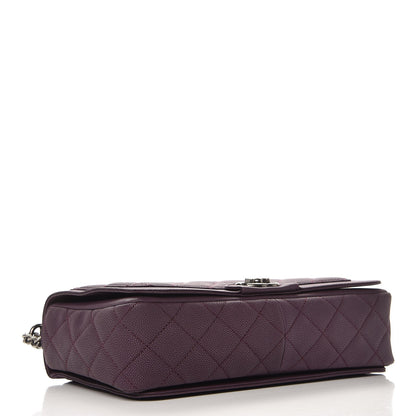 Chanel Washed Caviar Quilted Large Turn Around Ligne Flap Dark Purple 5 of 8