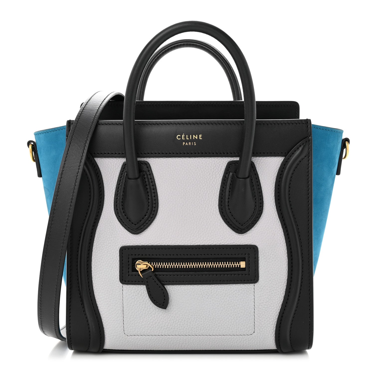 Celine Baby Grained Calfskin Nubuck Nano Tri-Color Luggage Light Grey 1 of 11