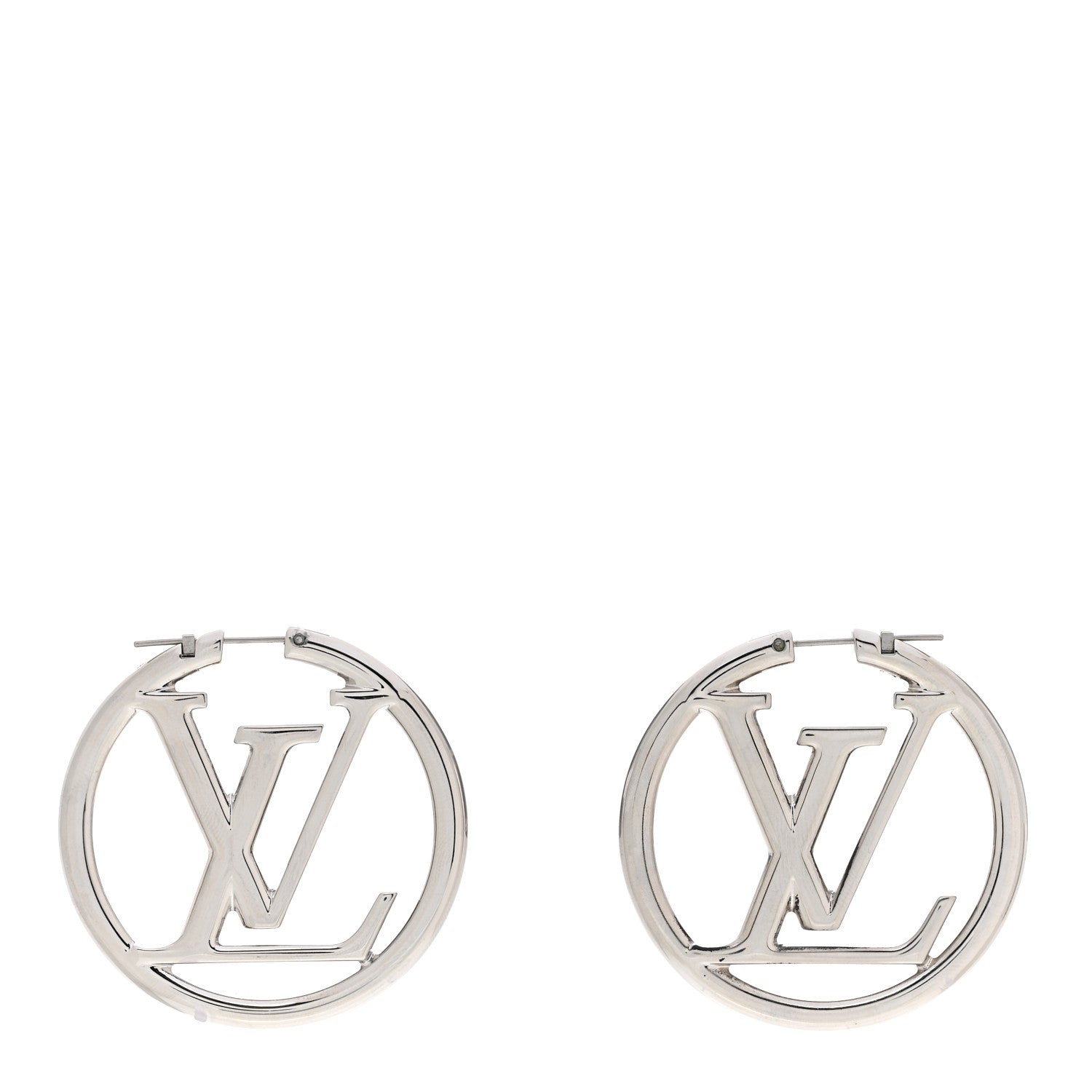 Louis Vuitton Palladium Louise Hoop Earrings Silver 1 of 5