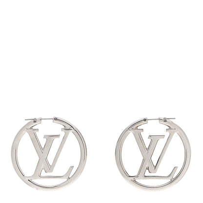 Louis Vuitton Palladium Louise Hoop Earrings Silver 1 of 5