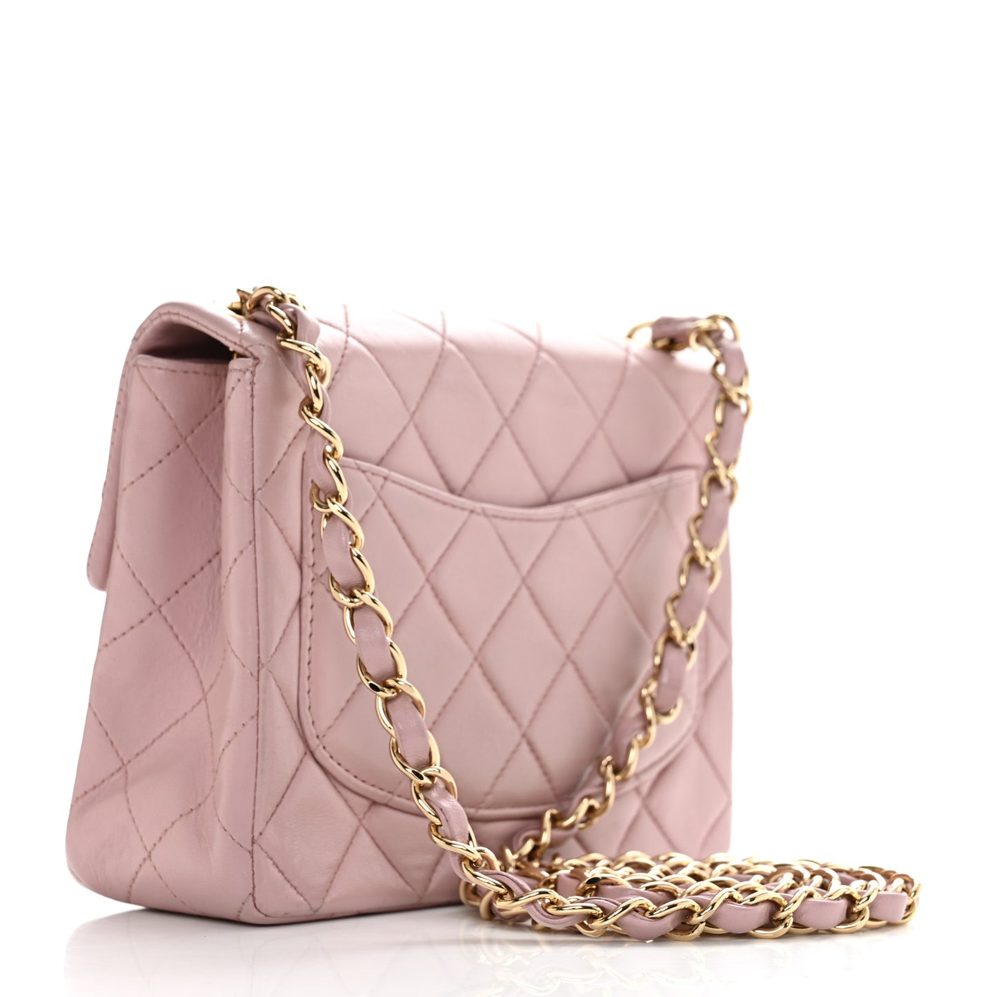 Lambskin Quilted Mini Square Flap Bag Light Pink