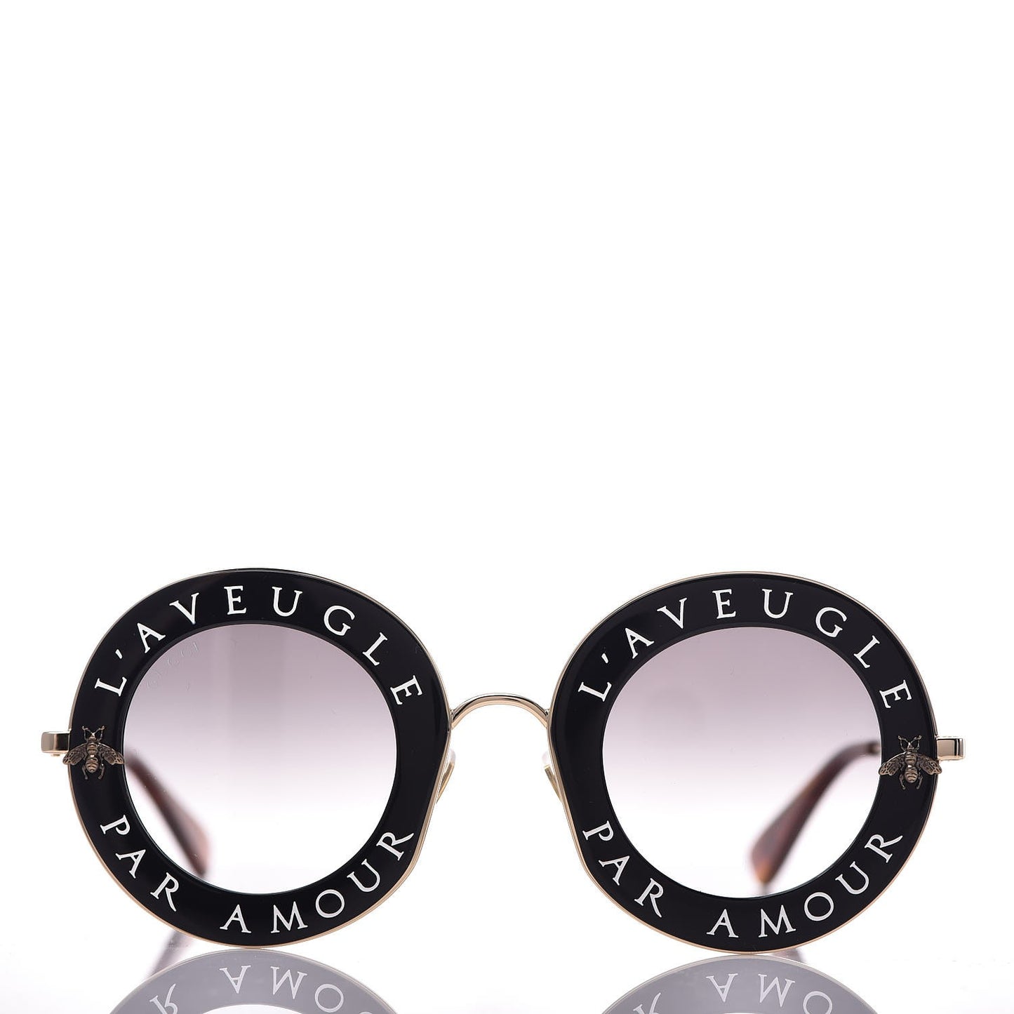 Metal L'Aveugle Par Amour Round Frame Sunglasses GG0113S Black