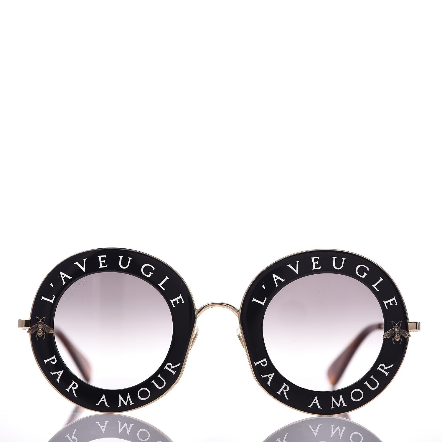 Gucci Metal L'Aveugle Par Amour Round Frame Sunglasses GG0113S Black 2 of 8